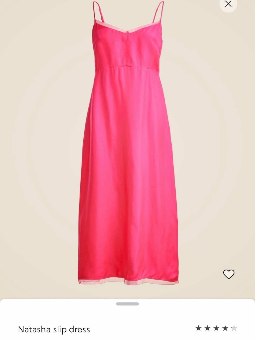J. Crew Hot Pink Satin Slip Dress